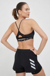 Adidas Performance biustonosz do jogi Aeroreact kolor czarny gładki. Czarne biustonosze sportowe adidas Performance, bez wzorów, z dzianiny, na fitness i siłownię. Za 149.99 zł.