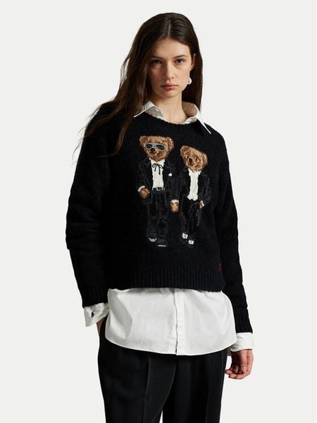 Polo Ralph Lauren Sweter 211978619001 Czarny Relaxed Fit. Czarne swetry Polo Ralph Lauren, m, bez wzorów, z wełny, bez ramiączek. Za 2,499.00 zł.
