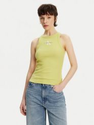 Calvin Klein Jeans Top Monologo J20J225301 Żółty Slim Fit. Żółte topy Calvin Klein Jeans, xxl, bez wzorów, z bawełny, bez kołnierzyka, bez ramiączek. Za 99.99 zł.