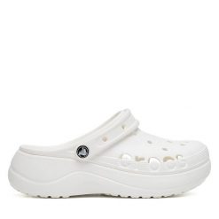 Klapki Crocs. Białe klapki Crocs, bez wzorów, bez obcasa, bez zapięcia. Za 249.99 zł.