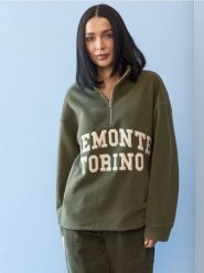 Polarowa bluza half-zip z napisem - zielony. Zielone bluzy bez kaptura Sinsay, l, bez wzorów, z polaru, bez kaptura. Za 59.99 zł.