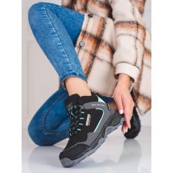 Wysokie buty trekkingowe damskie DK czarno szare czarne. Czarne buty trekkingowe DK, z materiału, bez zapięcia. Za 276.43 zł.