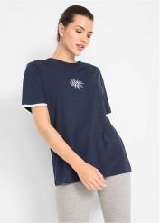 Bluza z czystej bawełny. Niebieskie bluzy bez kaptura bonprix, bez wzorów, z bawełny, bez kaptura. Za 59.99 zł.