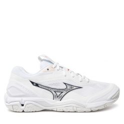 Buty halowe Mizuno. Białe buty sportowe lifestyle Mizuno, bez wzorów, bez zapięcia, mizuno wave. Za 339.99 zł.