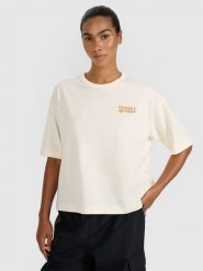 4F T-shirt oversize z nadrukiem damski - różowy S. Czarne t-shirty 4f, s, bez wzorów, z bawełny, klasyczne, bez kołnierzyka, bez ramiączek. Za 59.99 zł.