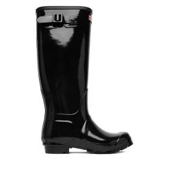 Kalosze Hunter. Czarne kalosze Hunter, bez wzorów, bez zapięcia. Za 349.99 zł.