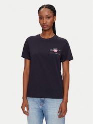 Gant T-Shirt Bisiklet Yaka 4200277 Granatowy Regular Fit. Niebieskie t-shirty Gant, m, bez wzorów, z bawełny, bez kołnierzyka, bez ramiączek. Za 159.99 zł.