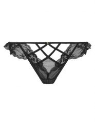 Hunkemöller Stringi Amari 301043 Czarny. Czarne stringi Hunkemöller, bez wzorów, z syntetyku. Za 79.99 zł.