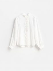Koszula z lyocellem - biały. Białe koszule Reserved, l, bez wzorów, z lyocellu, bez kołnierzyka, bez ramiączek. Za 139.99 zł.
