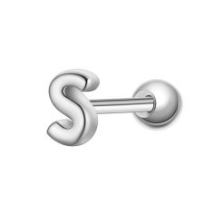 Glanzstücke München Piercing Litera S ze srebra próby 925 w kolorze srebrnym Kolczyki 1 ct Damski. Szare kolczyki Glanzstücke München, srebrne. Za 110.49 zł.