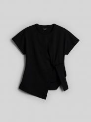 4F T-shirt slim z marszczeniem damski - czarny XS. Czarne t-shirty 4f, m, bez wzorów, z dzianiny, klasyczne, bez kołnierzyka, bez ramiączek. Za 89.99 zł.