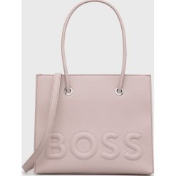 BOSS torebka 50472420 kolor różowy. Czerwone shopper bag Boss, bez wzorów, na ramię, bez dodatków. W wyprzedaży za 529.99 zł.