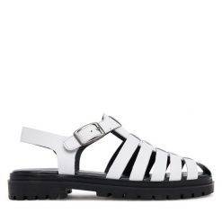 Sandały G-Star. Białe sandały G-Star, bez wzorów, retro, bez obcasa, na płaskiej podeszwie, bez zapięcia. Za 155.99 zł.