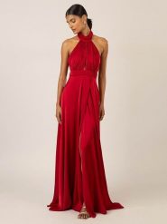 APART Satynowa sukienka w kolorze czerwonym rozmiar: 40. Czerwone sukienki Apart, bez wzorów, z satyny, bez kołnierzyka, bez ramiączek, midi. Za 385.62 zł.