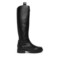 Kozaki LOVE MOSCHINO. Czarne kozaki Love Moschino, bez wzorów, bez obcasa, na płaskiej podeszwie, bez zapięcia. Za 1,609.00 zł.