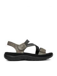 Rieker Sandały CEO-64870-42 Szary. Szare sandały Rieker, bez wzorów, ze skóry, bez obcasa, na płaskiej podeszwie, bez zapięcia. Za 319.99 zł.