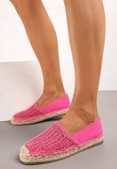 Fuksjowe Wsuwane Espadryle na Płaskiej Podeszwie Ozdobione Plecionką z Juty Loracila. Czerwone espadryle Born2be, bez wzorów, eleganckie, bez obcasa, na płaskiej podeszwie. W wyprzedaży za 63.74 zł.