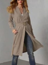 Milan Kiss Kardigan w kolorze szarobrązowym rozmiar: L. Brązowe swetry Milan Kiss, l, bez wzorów, bez ramiączek. Za 217.53 zł.