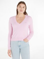 TOMMY JEANS Sweter w kolorze jasnoróżowym rozmiar: M. Różowe swetry Tommy Jeans, m, bez wzorów, z bawełny, bez ramiączek. Za 194.15 zł.