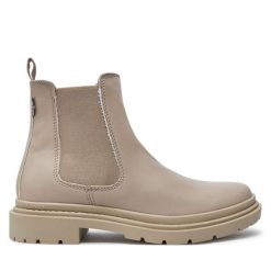 Sztyblety Levi's®. Brązowe botki bez wzorów, bez obcasa, na płaskiej podeszwie, bez zapięcia. Za 239.99 zł.