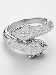 CARATELLI Złoty pierścionek "Duo de Panthères" z diamentami i szamargdami rozmiar: 60. Szare pierścionki CARATELLI, z diamentem, złote. Za 5,350.99 zł.