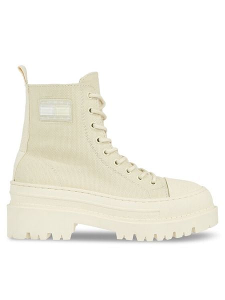 Tommy Hilfiger Botki Tjw Foxing Canvas Boot EN0EN02216 Beżowy. Brązowe botki Tommy Hilfiger, bez wzorów, z materiału, bez obcasa, na płaskiej podeszwie, bez zapięcia. Za 449.99 zł.