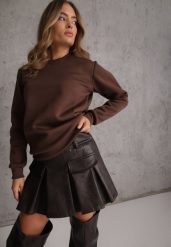 Brązowa Bluza Basic Ocieplana Polarem Kaianna. Brązowe bluzy bez kaptura Renee, l, z aplikacjami, z jeansu, bez kaptura. Za 59.99 zł.