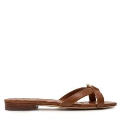 Klapki LAUREN RALPH LAUREN. Brązowe klapki Lauren Ralph Lauren, bez wzorów, bez obcasa, bez zapięcia. Za 619.99 zł.