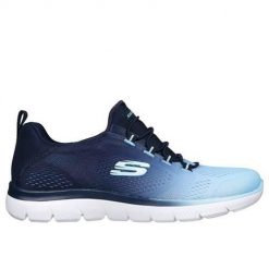 Buty do chodzenia damskie Skechers Summer Bright Charmer. Niebieskie buty treningowe Skechers, bez wzorów, z dzianiny, bez zapięcia, trekkingowe. Za 394.00 zł.
