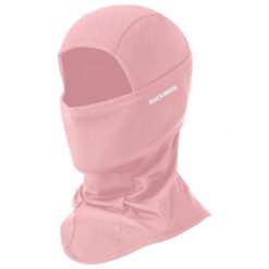 Czapka termiczna z osłoną na twarz, wiatroszczelna, z kominem, na kask. Czerwone czapki zimowe ROCKBROS, bez wzorów, z elastanu, sportowe. Za 55.60 zł.