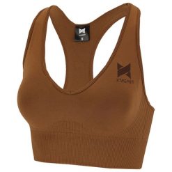 Top sportowy damski Xtreme Sportswear. Brązowe biustonosze sportowe XTREME SOCKSWEAR, bez wzorów, z elastanu, na fitness i siłownię. Za 138.99 zł.