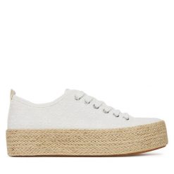 Espadryle DeeZee. Białe espadryle DeeZee, bez wzorów, bez obcasa. Za 79.99 zł.