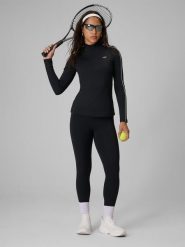 4F Legginsy dzianinowe damskie - czarne M. Czarne legginsy 4f, bez wzorów, z dzianiny. Za 129.99 zł.