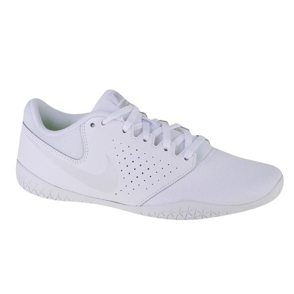 Trampki Damskie Skóra Cheer Sideline IV. Białe buty treningowe Nike, bez wzorów, z gumy, bez zapięcia. Za 329.99 zł.