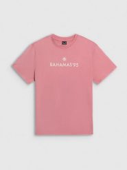4F T-shirt loose z nadrukiem damski - różowy M. Brązowe t-shirty 4f, m, bez wzorów, z bawełny, bez kołnierzyka, bez ramiączek. Za 79.99 zł.