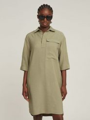 G-Star Sukienka w kolorze khaki rozmiar: XL. Brązowe sukienki G-Star, na co dzień, s, bez wzorów, z wiskozy, klasyczne, bez kołnierzyka, bez ramiączek, midi, proste. Za 226.77 zł.