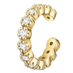 Glanzstücke München Srebrne klamry na ucho srebro wysokiej próby Cyrkonia żółte złoto Kolczyki 1 ct Damski. Szare kolczyki Glanzstücke München, z cyrkonią, pozłacane. Za 144.49 zł.