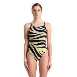 Strój kąpielowy damski kostium jednoczęściowy na basen Arena Zebra. Czarne stroje jednoczęściowe Arena, bez wzorów, sportowe. Za 219.99 zł.