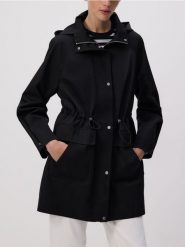 Kurtka parka z kapturem - czarny. Czarne kurtki Reserved, l, bez wzorów, z tkaniny, z kapturem. Za 179.99 zł.