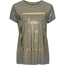 T-shirt z metalicznym nadrukiem bonprix oliwkowy z nadrukiem. T-shirty marki 4f. Za 79.99 zł.