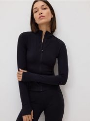 Bluza z suwakiem - czarny. Czarne bluzy Reserved, l, bez wzorów, z dzianiny, bez ramiączek, bez kaptura. Za 99.99 zł.