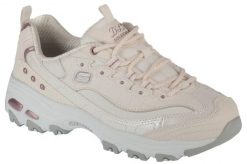Buty sportowe Sneakersy damskie, D'Lites Ladies Night. Białe buty treningowe Skechers, bez wzorów, z materiału, przed kostkę, bez zapięcia, trekkingowe. Za 369.99 zł.