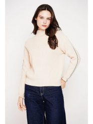 C& Jo Sweter w kolorze kremowym rozmiar: 42. Brązowe swetry C& Jo, bez wzorów, ze splotem, klasyczne, bez ramiączek. Za 140.53 zł.