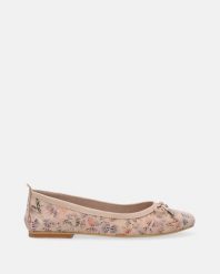 BALERINY Z NADRUKIEM A521-4 BEIGE PRI. Brązowe baleriny Venezia, bez wzorów, ze skóry, bez obcasa, bez zapięcia. Za 329.00 zł.