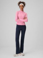 4F Legginsy dzianinowe z rozszerzanymi nogawkami damskie - granatowe S. Niebieskie legginsy 4f, bez wzorów, z dzianiny, klasyczne. Za 129.99 zł.