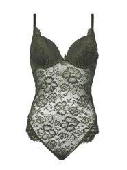 Hunkemöller Body Amara 302447 Zielony. Zielone body i gorsety Hunkemöller, bez wzorów, z syntetyku, bez ramiączek. Za 199.99 zł.