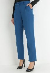 Granatowe Spodnie Regular Fohan. Niebieskie jeansy Born2be, s, bez wzorów, z jeansu, eleganckie. Za 129.99 zł.