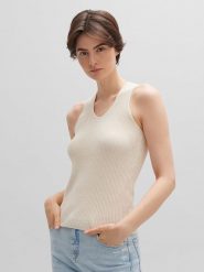 OPUS Top "Pivy" w kolorze kremowym rozmiar: 40. Brązowe topy Opus, bez wzorów, z bawełny, bez kołnierzyka, bez ramiączek. Za 105.63 zł.