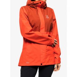 Kurtka przeciwdeszczowa damska Haglofs Koyal Proof Jacket. Czerwone kurtki przeciwdeszczowe Haglöfs, bez wzorów, bez kaptura, trekkingowe. Za 608.99 zł.