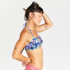 Góra kostiumu kąpielowego surfingowego damska Olaian Laura Cuty. Bikini OLAIAN, bez wzorów, z elastanu, sportowe. W wyprzedaży za 29.99 zł.